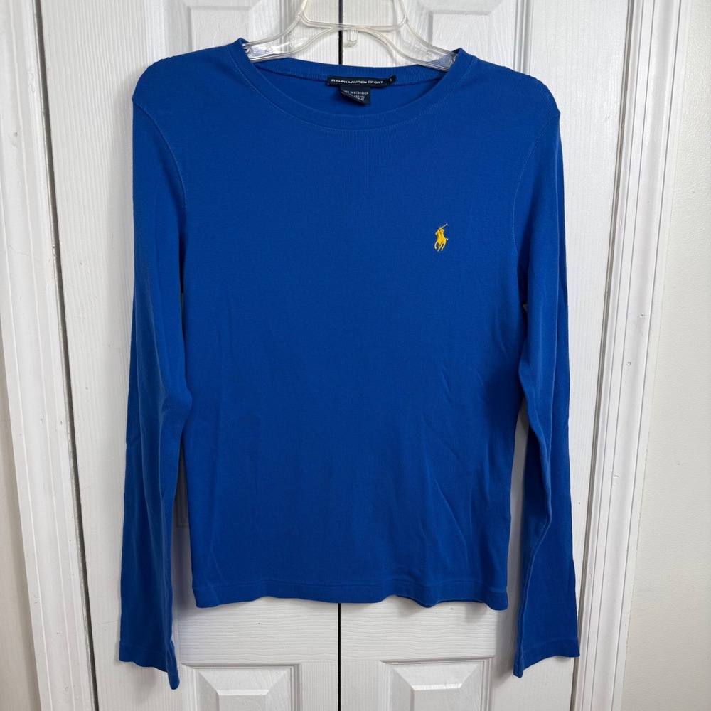 Ralph Lauren Sport Long Sleeve Tee L Blue Preppy Minimalist Pony Logo